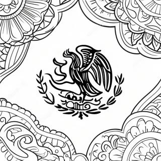 Mexikanische Flagge Ausmalbild | Mexikanisch Ausmalbild