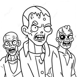 Zombie Charaktere in Aktion Ausmalbild | Zombies 3 Ausmalbild
