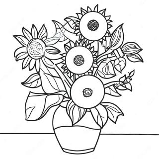 Van Gogh Sonnenblumen Ausmalbild | Van Gogh Ausmalbild