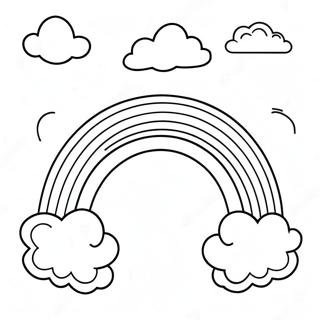 Bunter Regenbogen mit Wolken Ausmalbild | Regenbogen Ausmalbild