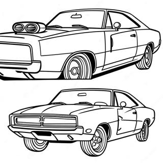 Dodge Charger Klassisches Muscle Car Ausmalbild | Dodge Charger Ausmalbild