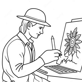 Kreativer Künstler bei der Arbeit Ausmalbild | Beruf Ausmalbild