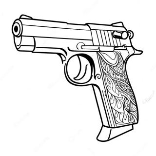 Realistisches Handfeuerwaffen Ausmalbild | Waffe Ausmalbild