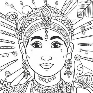 Bunte indische Festivalfeier Ausmalbild | Indien Ausmalbild