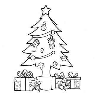 Festlicher Weihnachtsbaum Ausmalbild | Weihnachtskarten Ausmalbild