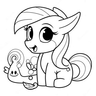 Fluttershy mit niedlichen Tieren Ausmalbild | Fluttershy Ausmalbild