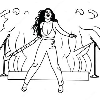 Selena auf der Bühne Ausmalbild | Selena Ausmalbild