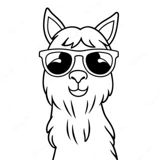 Niedliches Lama mit Sonnenbrille Ausmalbild | Lama Lama Ausmalbild