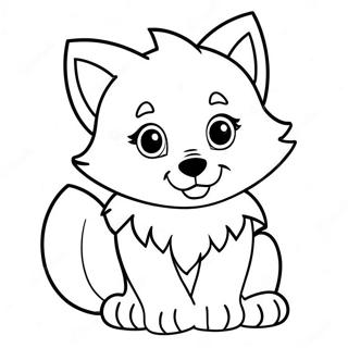 Süßer Wolf Anime Welpe Ausmalbild | Wolf Anime Ausmalbild