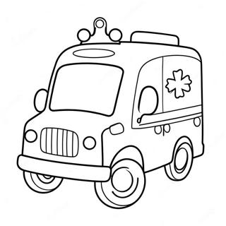 Süßer Cartoon-Krankenwagen Ausmalbild | Krankenwagen Ausmalbild