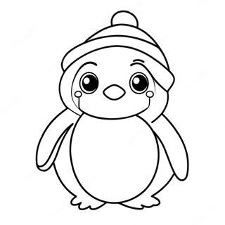 Süßer Weihnachts-Pinguin Ausmalbild | Weihnachts Tier Ausmalbild