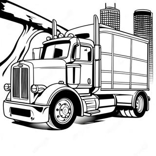 Klassischer Peterbilt Lkw Ausmalbild | Peterbilt Sattelschlepper Ausmalbild