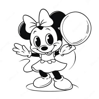 Glückliche Minnie Maus mit Ballons Ausmalbild | Minnie Maus Ausmalbild