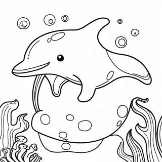 Realistischer Delfin im Ozean Ausmalbild | Realistischer Delfin Ausmalbild