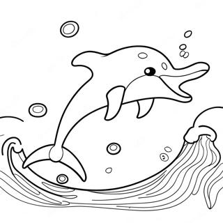 Verspielter Delfin springt über Wellen Ausmalbild | Realistischer Delfin Ausmalbild