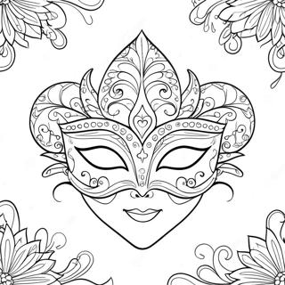 Mardi Gras Maske Ausmalbild | Fasching Ausmalbild