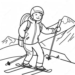 Abenteuerliches Skifahren Ausmalbild | Skifahren Ausmalbild
