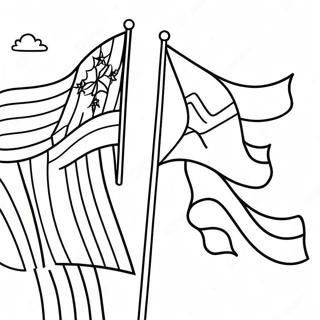 Bunte Landesflaggen Ausmalbild | Landschaft Ausmalbild