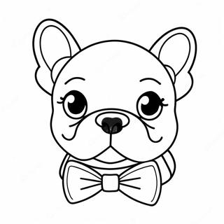 Niedliche Französische Bulldogge mit Fliege Ausmalbild | Französisch Ausmalbild