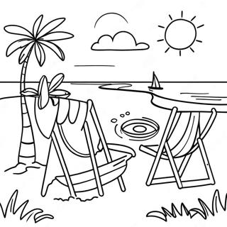 Sommer Strand Szene Ausmalbild | Juli Ausmalbild
