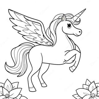 Majestätisches Einhorn mit funkelnden Flügeln Ausmalbild | Einhorn mit Flügeln Ausmalbild