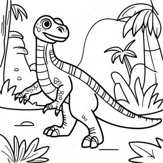 Velociraptor im Dschungel Ausmalbild | Velociraptor Ausmalbild