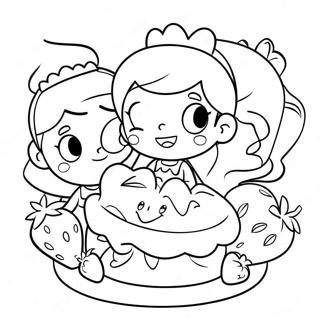 Erdbeerkuchen mit Freunden Ausmalbild | Alter Original Erdbeerkuchen Ausmalbild