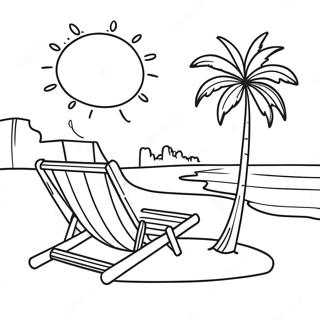 Sonniger Strandtag Ausmalbild | Realistischer Strand Ausmalbild