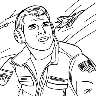 Top Gun Maverick im Flug Ausmalbild | Top Gun Ausmalbild