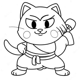 Abenteuerlicher Katzen-Ninja Ausmalbild | Katze Ninja Ausmalbild