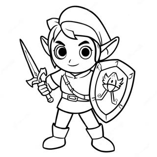Link in heldenhafter Pose Ausmalbild | Zelda Ausmalbild