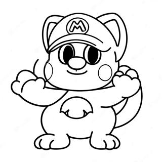 Abenteuerliche Katze Mario Ausmalbild | Katze Mario Ausmalbild