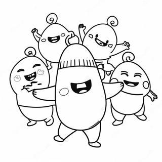 Lustige Oddbods tanzend Ausmalbild | Oddbods Ausmalbild