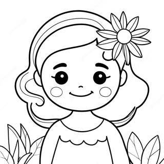 Niedliche Megan mit Blumen Ausmalbild | Megan Ausmalbild
