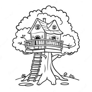 Verspielt Baumhaus Ausmalbild | Baumhaus Ausmalbild