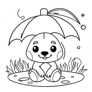 Niedliches Tier unter dem Regenschirm Ausmalbild | Regenschirm Ausmalbild