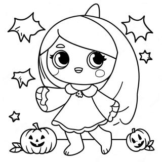 Anime Halloween Geist Mädchen Ausmalbild | Anime Halloween Ausmalbild