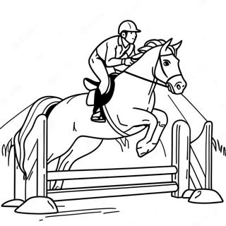 Cross Country Springendes Pferd Ausmalbild | Geländespringpferd Ausmalbild