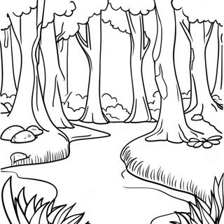 Umgekehrtes Ausmalbild mit verzaubertem Wald | Umgekehrt Ausmalbild