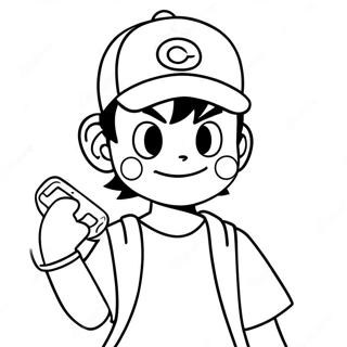 Ash Ketchum mit Pikachu Ausmalbild | Ash Pokemon Ausmalbild