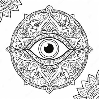Dekoratives Mandala des bösen Blicks Ausmalbild | Böses Auge Ausmalbild