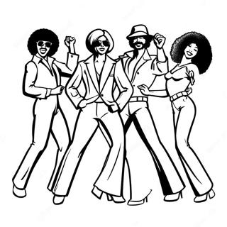 Funky Disco Tänzer der 70er Jahre Ausmalbild | 70er Ausmalbild