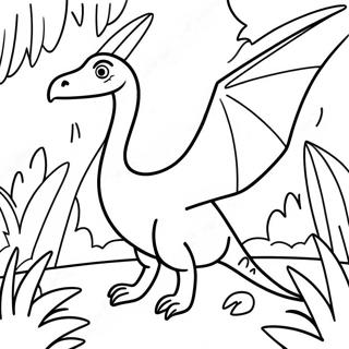 Buntes Pterodactyl im Dschungel Ausmalbild | Pterodaktylus Ausmalbild