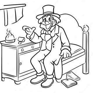Scrooge in seinem gemütlichen Schlafzimmer Ausmalbild | Ein Weihnachtslied Ausmalbild