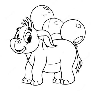 Eeyore mit bunten Ballons Ausmalbild | Eeyore Ausmalbild