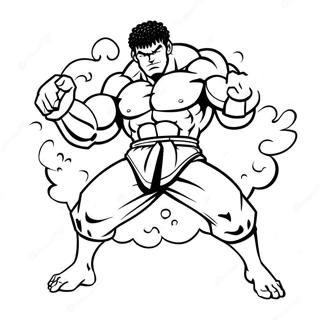 Baki der Grappler Actionszene Ausmalbild | Baki Ausmalbild