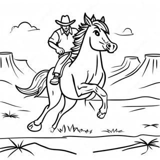 Wilder Bronco, der durch die Wüste läuft Ausmalbild | Bronco Ausmalbild