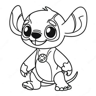 Stitch in einem gruseligen Kostüm Ausmalbild | Stitch Halloween Ausmalbild