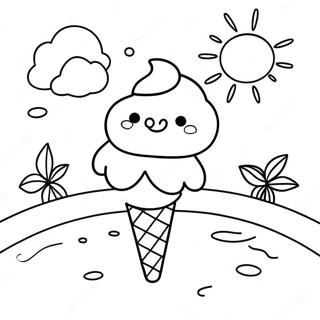 Sonniger Tag mit Eis Ausmalbild | Sommer Ausmalbild