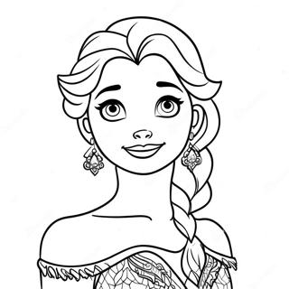 Elsa in ihrem funkelnden Kleid Ausmalbild | Elsa und Anna Ausmalbild